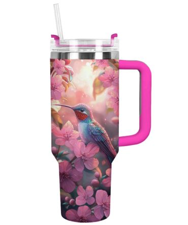 Colibri Floral Hummingbird Custom Stanley Quencher 40Oz Stainless Steel Tumbler With Handle