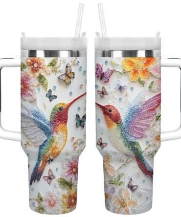 Colibri Floral Hummingbird Custom Stanley Quencher 40Oz Stainless Steel Tumbler With Handle
