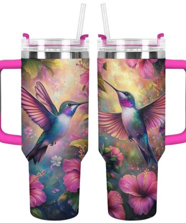 Colibri Floral Hummingbird Custom Stanley Quencher 40Oz Stainless Steel Tumbler With Handle