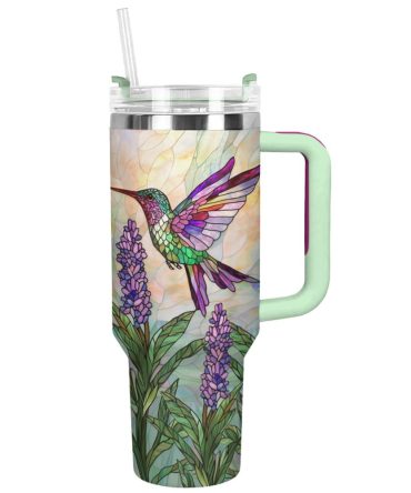 Colibri Floral Hummingbird Custom Stanley Quencher 40Oz Stainless Steel Tumbler With Handle