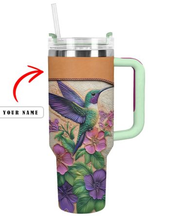 Colibri Floral Hummingbird Custom Stanley Quencher 40Oz Stainless Steel Tumbler With Handle