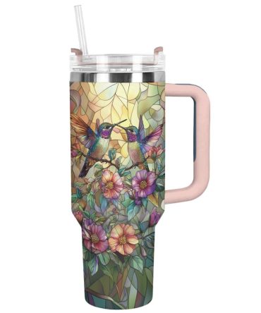 Colibri Floral Hummingbird Custom Stanley Quencher 40Oz Stainless Steel Tumbler With Handle