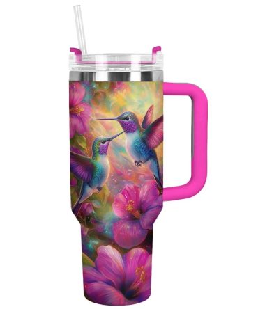 Colibri Floral Hummingbird Custom Stanley Quencher 40Oz Stainless Steel Tumbler With Handle