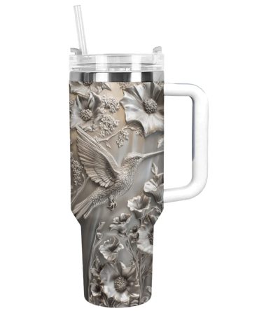 Colibri Floral Hummingbird Custom Stanley Quencher 40Oz Stainless Steel Tumbler With Handle
