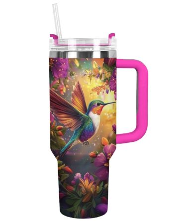 Colibri Floral Hummingbird Custom Stanley Quencher 40Oz Stainless Steel Tumbler With Handle