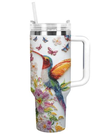Colibri Floral Hummingbird Custom Stanley Quencher 40Oz Stainless Steel Tumbler With Handle