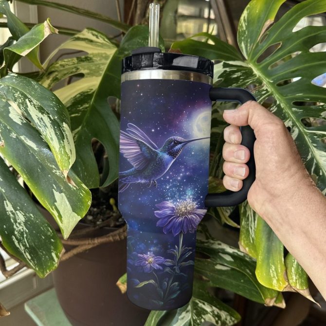 Colibri Floral Hummingbird Custom Stanley Quencher 40Oz Stainless Steel Tumbler With Handle - Image 3