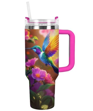 Colibri Floral Hummingbird Custom Stanley Quencher 40Oz Stainless Steel Tumbler With Handle