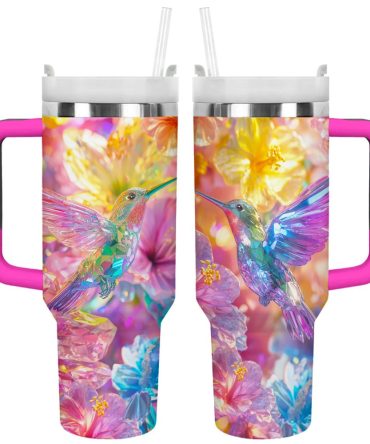 Colibri Floral Hummingbird Custom Stanley Quencher 40Oz Stainless Steel Tumbler With Handle