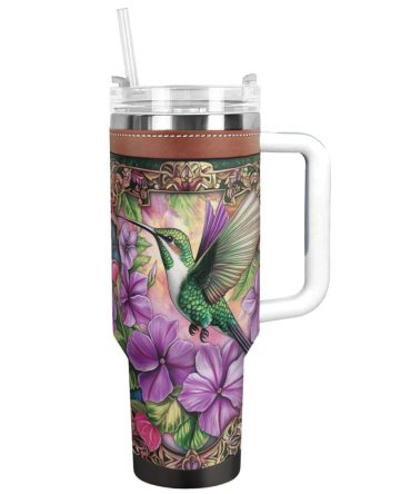 Colibri Floral Hummingbird Custom Stanley Quencher 40Oz Stainless Steel Tumbler With Handle
