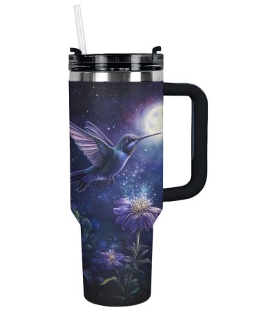 Colibri Floral Hummingbird Custom Stanley Quencher 40Oz Stainless Steel Tumbler With Handle