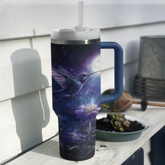 Colibri Floral Hummingbird Custom Stanley Quencher 40Oz Stainless Steel Tumbler With Handle - Image 2