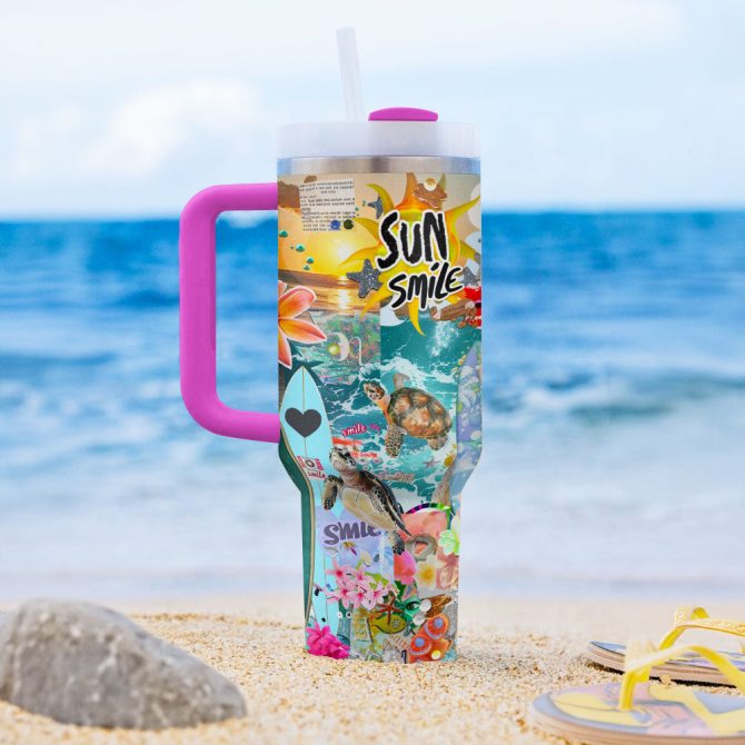 Collages Summer Custom Stanley Quencher 40Oz Stainless Steel Tumbler With Handle - Image 2