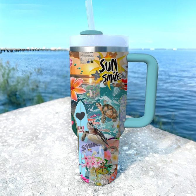 Collages Summer Custom Stanley Quencher 40Oz Stainless Steel Tumbler With Handle - Image 3