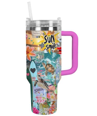 Collages Summer Custom Stanley Quencher 40Oz Stainless Steel Tumbler With Handle