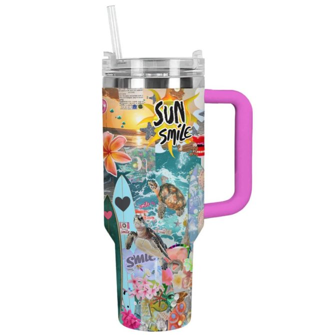 Collages Summer Custom Stanley Quencher 40Oz Stainless Steel Tumbler With Handle - Image 9