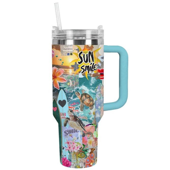 Collages Summer Custom Stanley Quencher 40Oz Stainless Steel Tumbler With Handle - Image 10