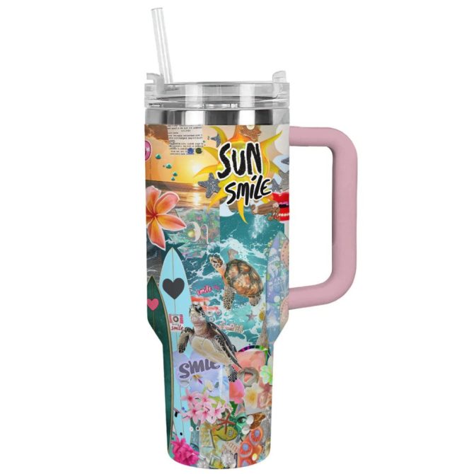 Collages Summer Custom Stanley Quencher 40Oz Stainless Steel Tumbler With Handle - Image 11