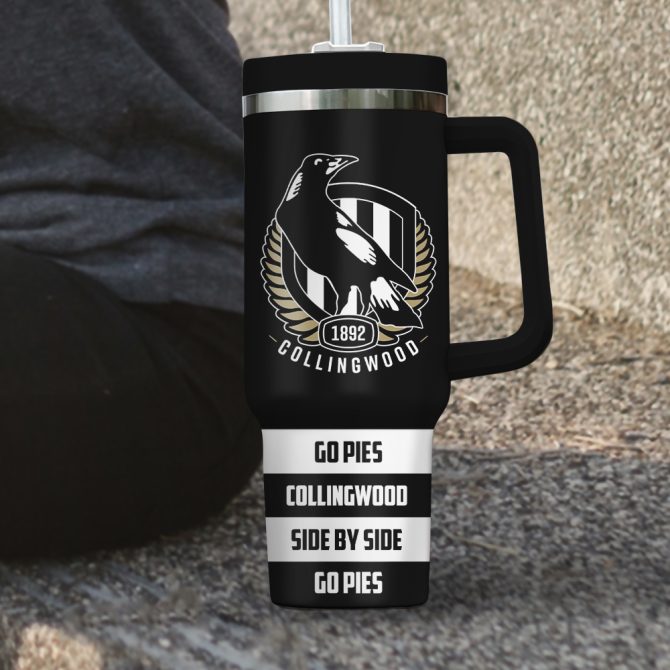 Collingwood Magpies Afl Custom Stanley Quencher 40Oz Stainless Steel Tumbler - Image 2