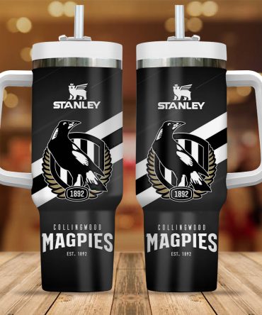 Collingwood Magpies Afl Custom Stanley Quencher 40Oz Stainless Steel Tumbler