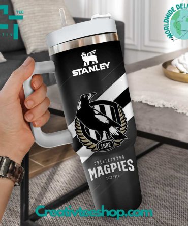 Collingwood Magpies Afl Custom Stanley Quencher 40Oz Stainless Steel Tumbler With Handle