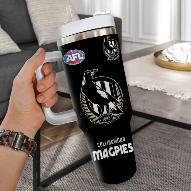 Collingwood Magpies Afl Custom Stanley Quencher 40Oz Stainless Steel Tumbler - Image 2