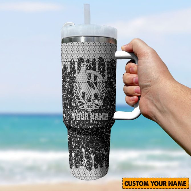 Collingwood Magpies Afl Sports Glitter Custom Stanley Quencher 40Oz Stainless Steel Tumbler With Handle - Image 3