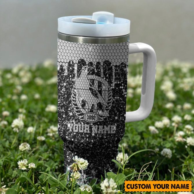 Collingwood Magpies Afl Sports Glitter Custom Stanley Quencher 40Oz Stainless Steel Tumbler With Handle - Image 2