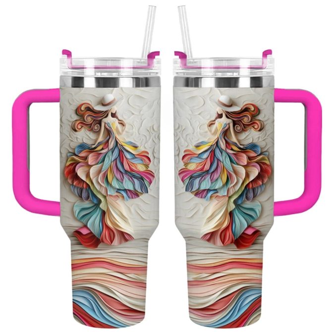 Colorful And Dreamy Girl Custom Stanley Quencher 40Oz Stainless Steel Tumbler With Handle