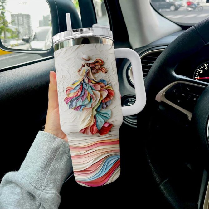 Colorful And Dreamy Girl Custom Stanley Quencher 40Oz Stainless Steel Tumbler With Handle - Image 3