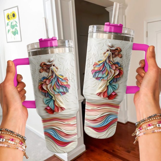 Colorful And Dreamy Girl Custom Stanley Quencher 40Oz Stainless Steel Tumbler With Handle - Image 2