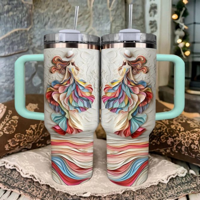 Colorful And Dreamy Girl Custom Stanley Quencher 40Oz Stainless Steel Tumbler With Handle - Image 4
