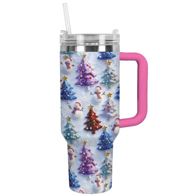 Colorful Christmas Custom Stanley Quencher 40Oz Stainless Steel Tumbler With Handle - Image 2