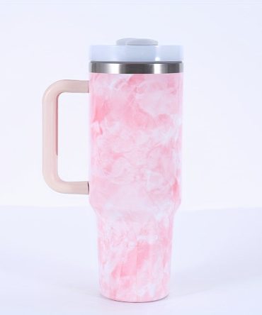 Colorful Marble Custom Stanley Quencher 40Oz Stainless Steel Tumbler With Handle