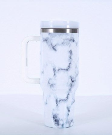 Colorful Marble Custom Stanley Quencher 40Oz Stainless Steel Tumbler With Handle