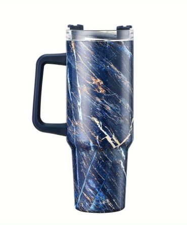 Colorful Marble Custom Stanley Quencher 40Oz Stainless Steel Tumbler With Handle