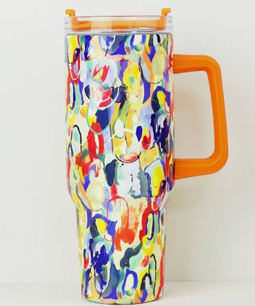 Colorful Marble Custom Stanley Quencher 40Oz Stainless Steel Tumbler With Handle