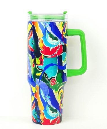 Colorful Marble Custom Stanley Quencher 40Oz Stainless Steel Tumbler With Handle