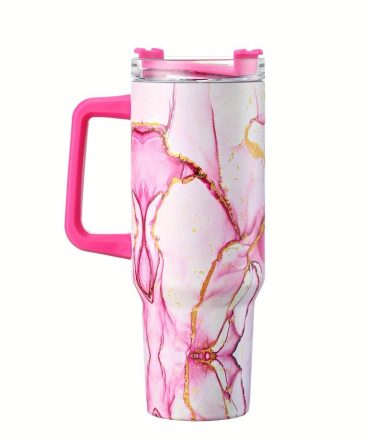 Colorful Marble Custom Stanley Quencher 40Oz Stainless Steel Tumbler With Handle