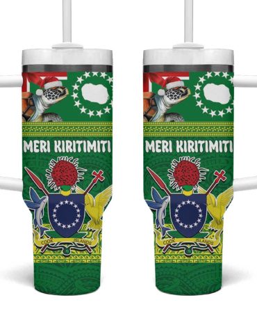 Cook Islands Meri Kiritimiti Christmas Turtle Custom Stanley Quencher 40Oz Stainless Steel Tumbler With Handle