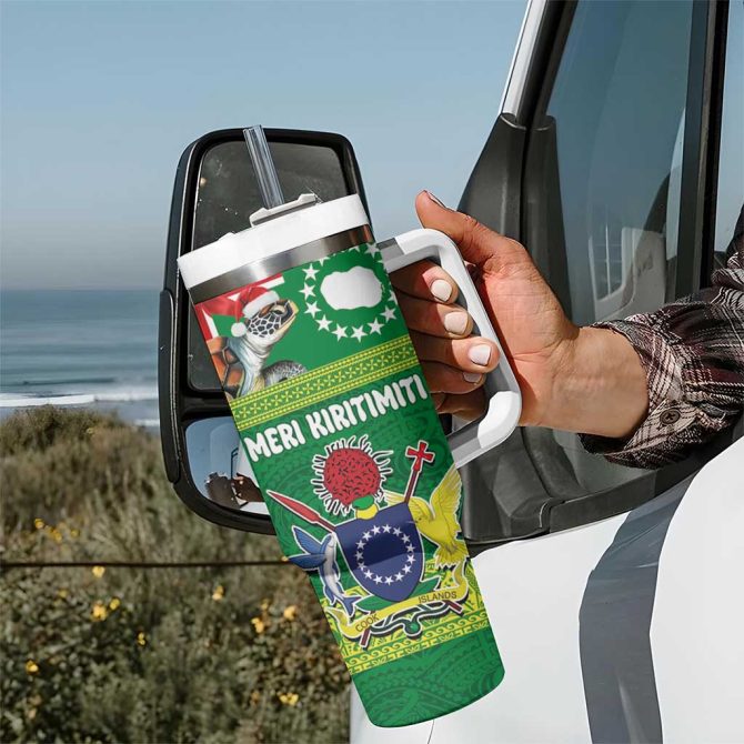 Cook Islands Meri Kiritimiti Christmas Turtle Custom Stanley Quencher 40Oz Stainless Steel Tumbler With Handle - Image 7