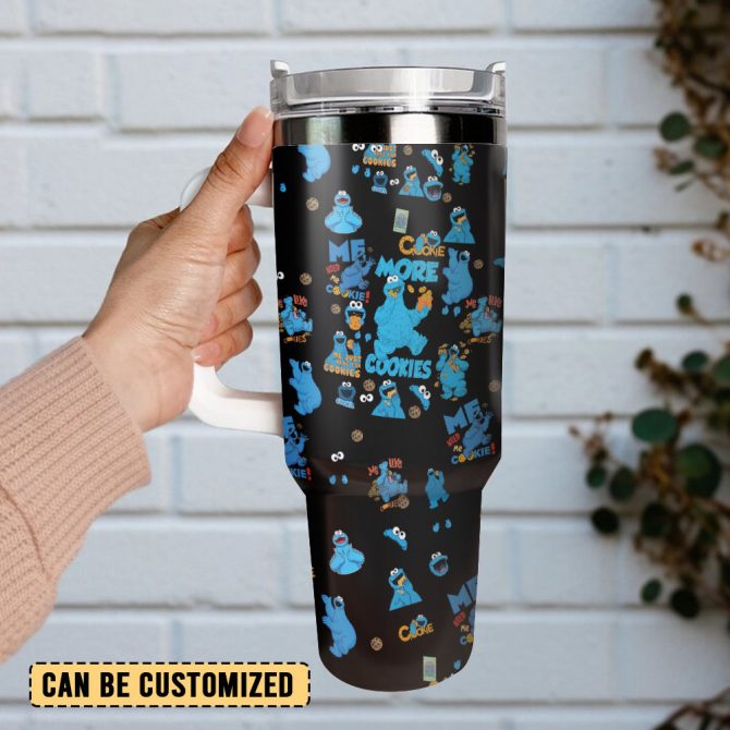 Cookie Monster Sesame Street Tv Series Custom Stanley Quencher 40Oz Stainless Steel Tumbler With Handle - Image 3