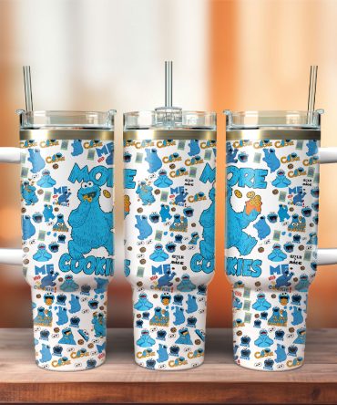 Cookie Monster Sesame Street Tv Series Custom Stanley Quencher 40Oz Stainless Steel Tumbler With Handle
