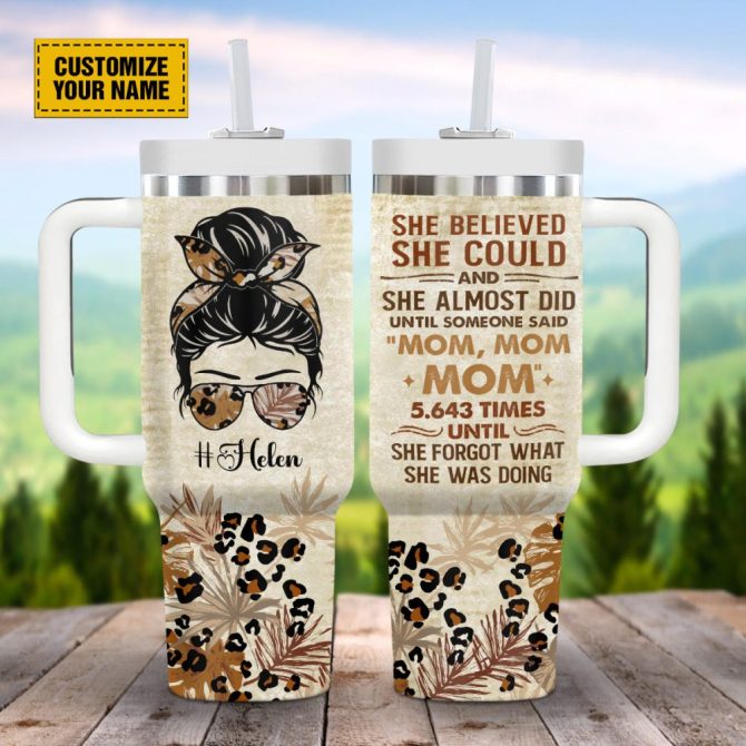 Cool Mom Vintage Travel Custom Stanley Quencher 40Oz Stainless Steel Tumbler With Handle