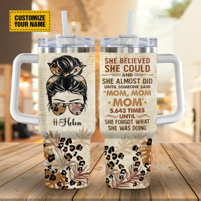 Cool Mom Vintage Travel Custom Stanley Quencher 40Oz Stainless Steel Tumbler With Handle - Image 2