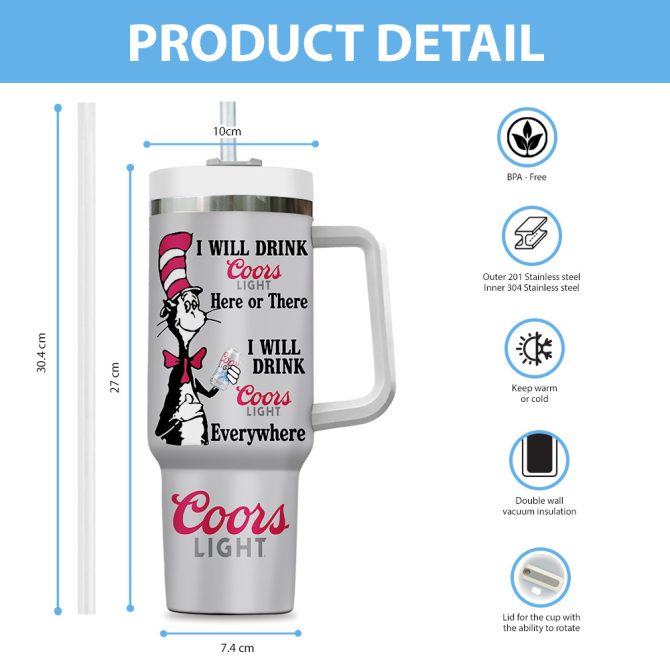 Coors Light Drinks Custom Stanley Quencher 40Oz Stainless Steel Tumbler - Image 5