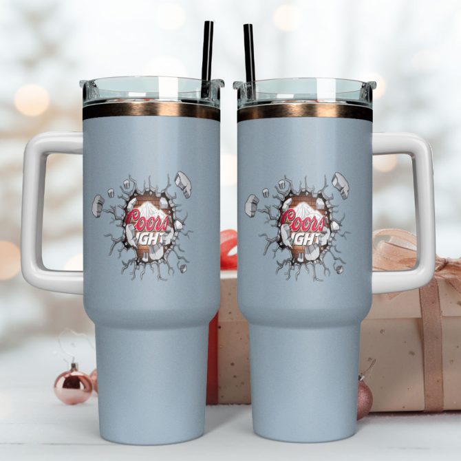 Coors Light Drinks Custom Stanley Quencher 40Oz Stainless Steel Tumbler With Handle - Image 4