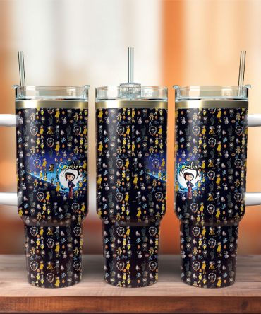 Coraline Cartoon Custom Stanley Quencher 40Oz Stainless Steel Tumbler With Handle