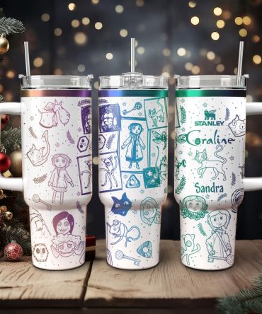 Coraline Cartoon Custom Stanley Quencher 40Oz Stainless Steel Tumbler With Handle