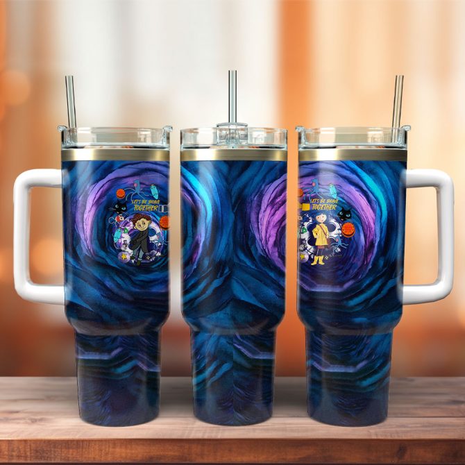 Coraline Cartoon Custom Stanley Quencher 40Oz Stainless Steel Tumbler With Handle